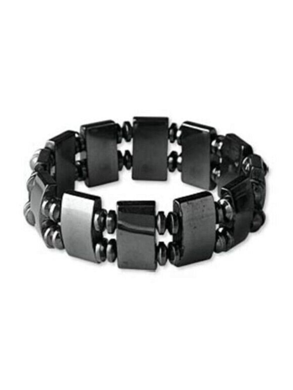 Chunky Gunmetal Hematite Rectangle & Rondelles Bracelet